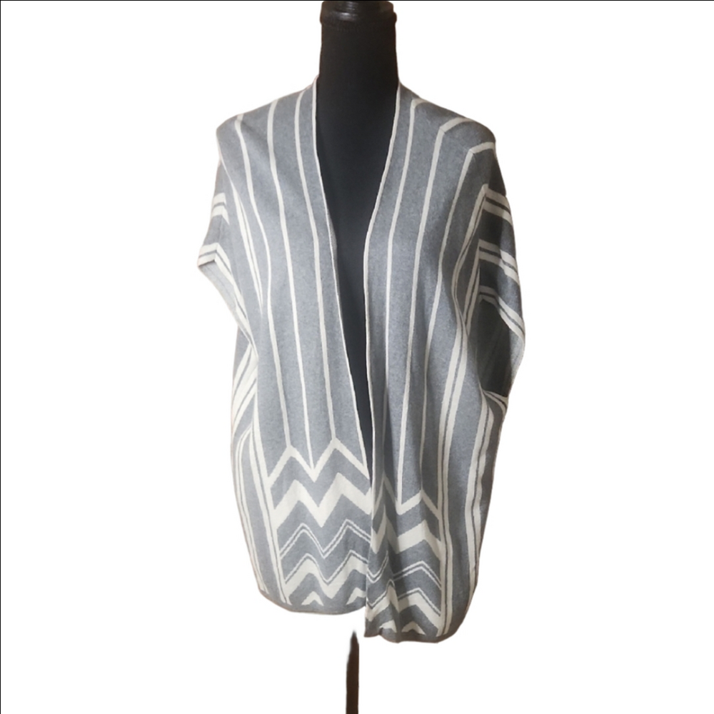 LOFT Heathered Gray Open Front Cardigan, Size M/L